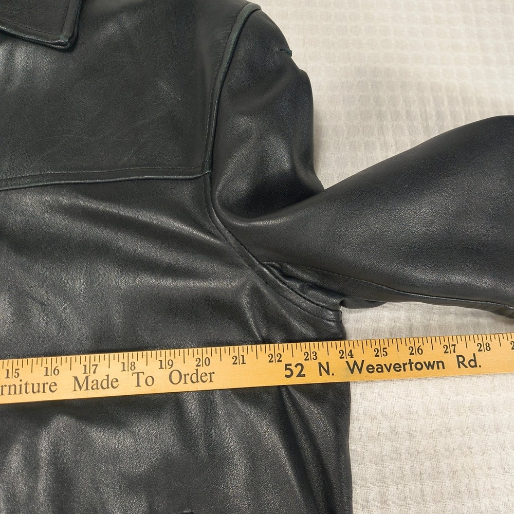 IZOD Leather Jacket Mens Large Black Full Zip Bomber Harrington Coat Solid - Picture 6 of 11